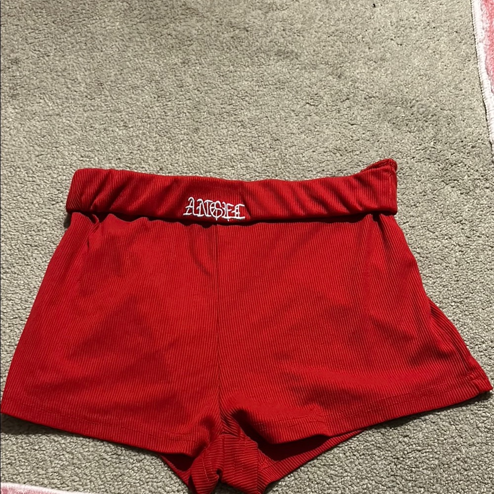 Red High-Waisted Shorts
